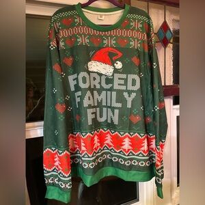 Men’s 2X Ugly Christmas Sweater Forced Family Fun. NWOT